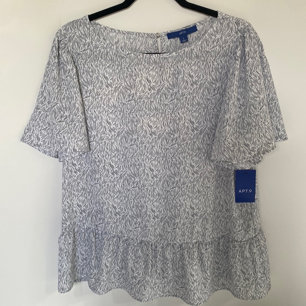 APT 9 RUFFLED PEPLUM TOP NWT SIZE LARGE